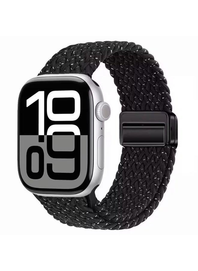 Sport Solo Loop For Apple Watch Band Ultra 49mm 46mm 45mm 44mm 42mm for Women Men,Adjustable Magnetic Stretchy Nylon Braided Wristband for iWatch Ultra 2 SE Series 10 9 8 7 6 5 4 3 2 1